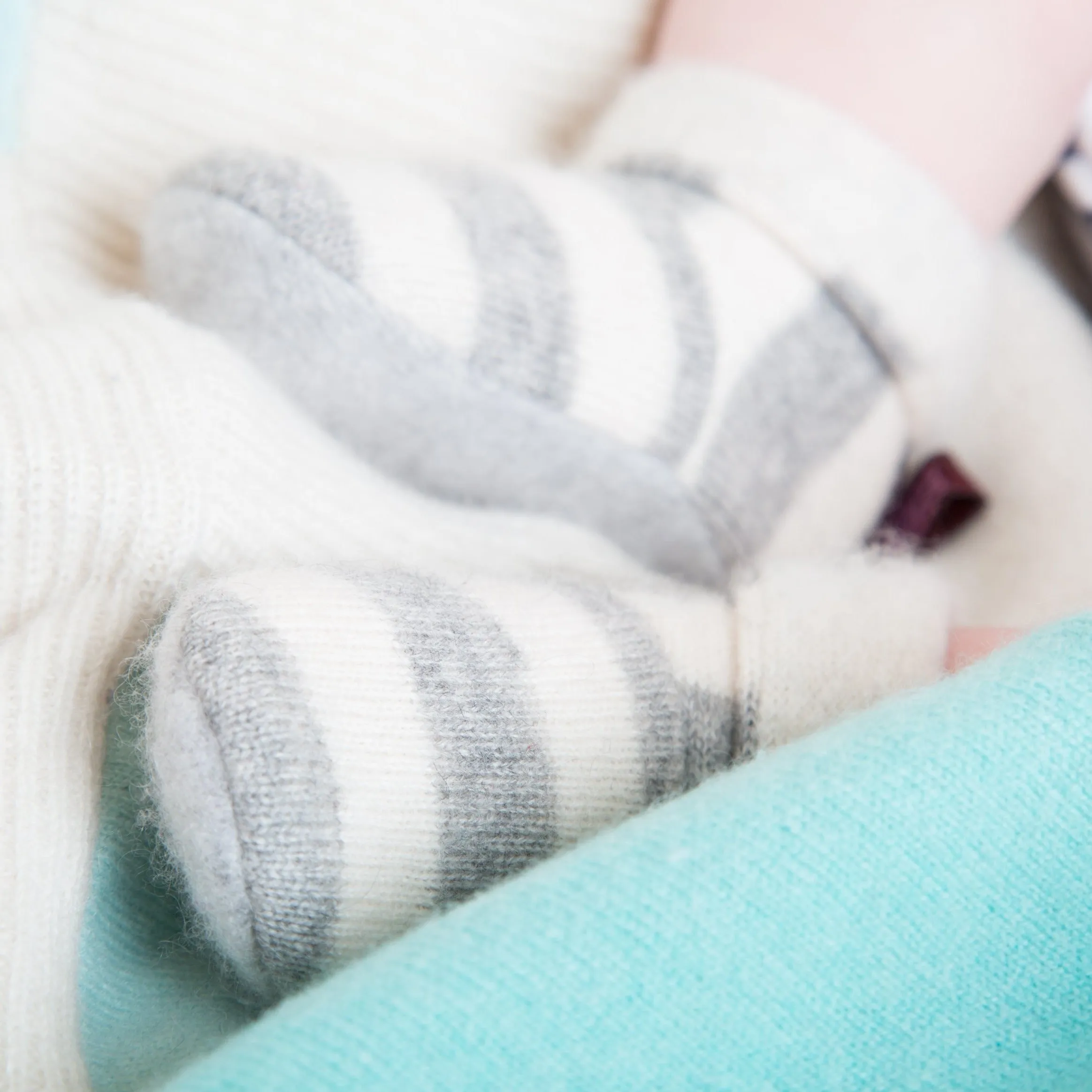 Dove Grey & Cream Stripey Cashmere Baby Booties