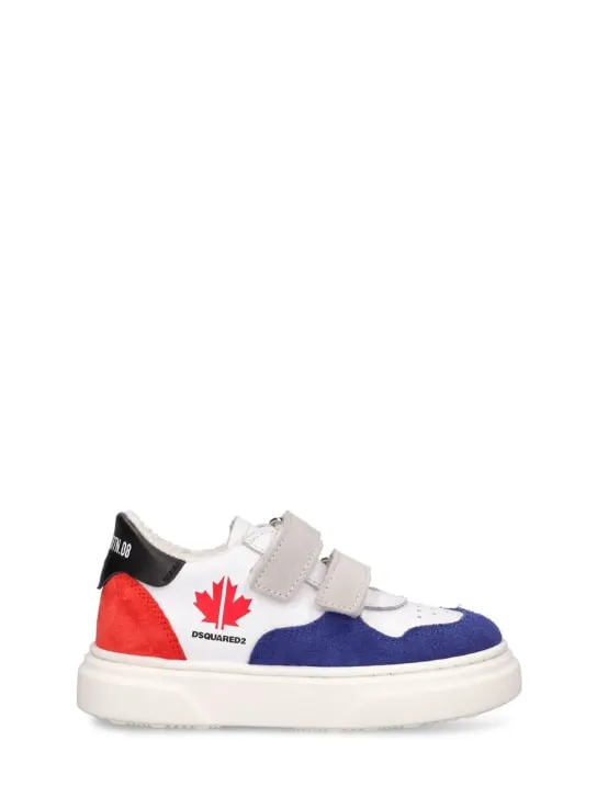 Dsquared2   Printed leather strap sneakers 