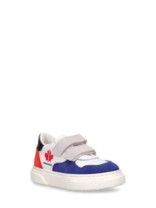 Dsquared2   Printed leather strap sneakers 