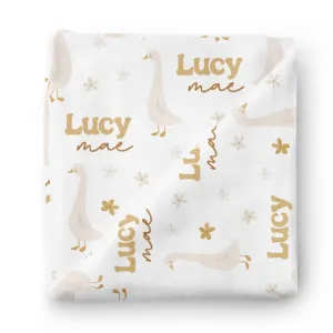 Duck Duck Goose Personalized Baby Name Swaddle Blanket