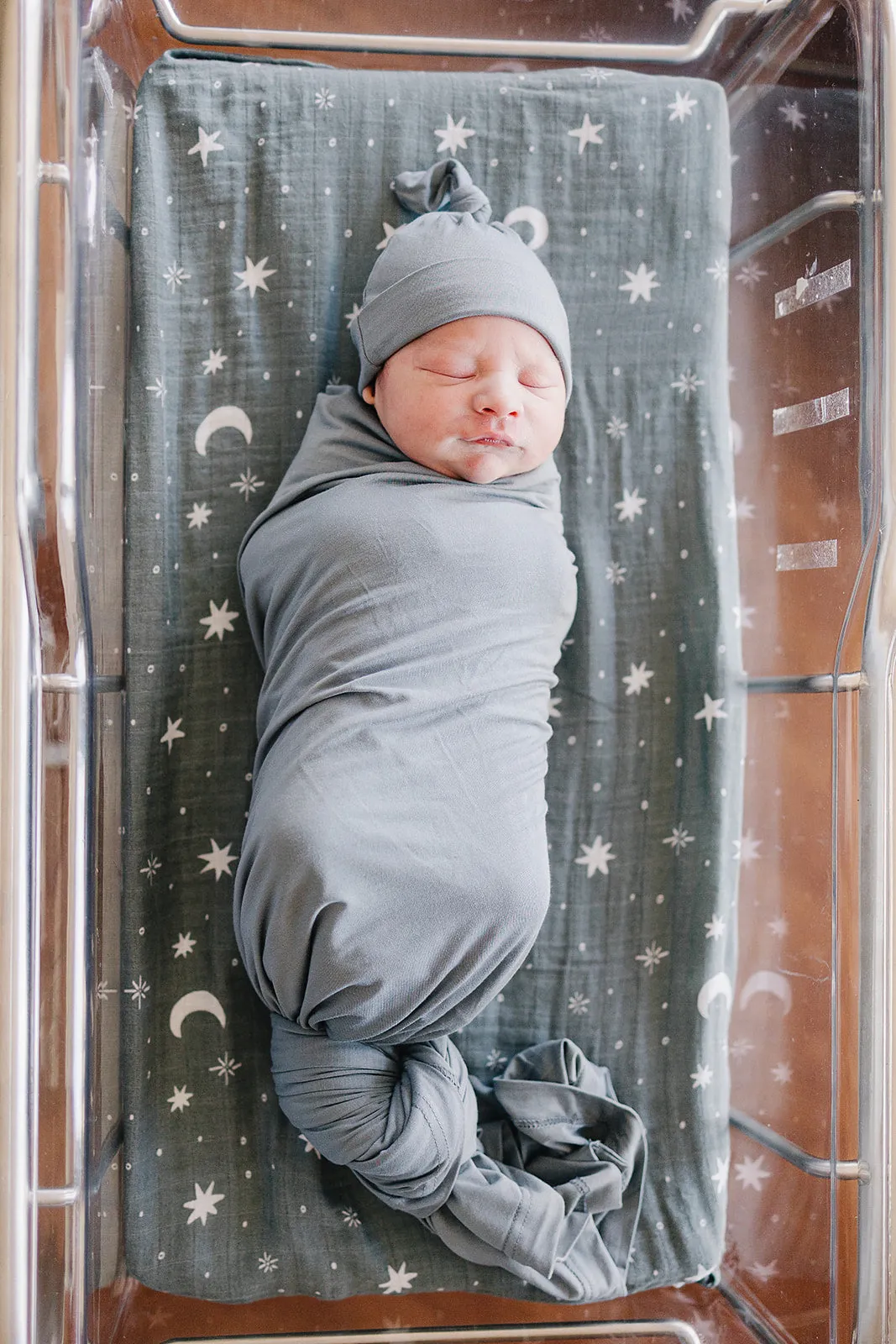 Dusty Blue Bamboo Stretch Swaddle Blanket