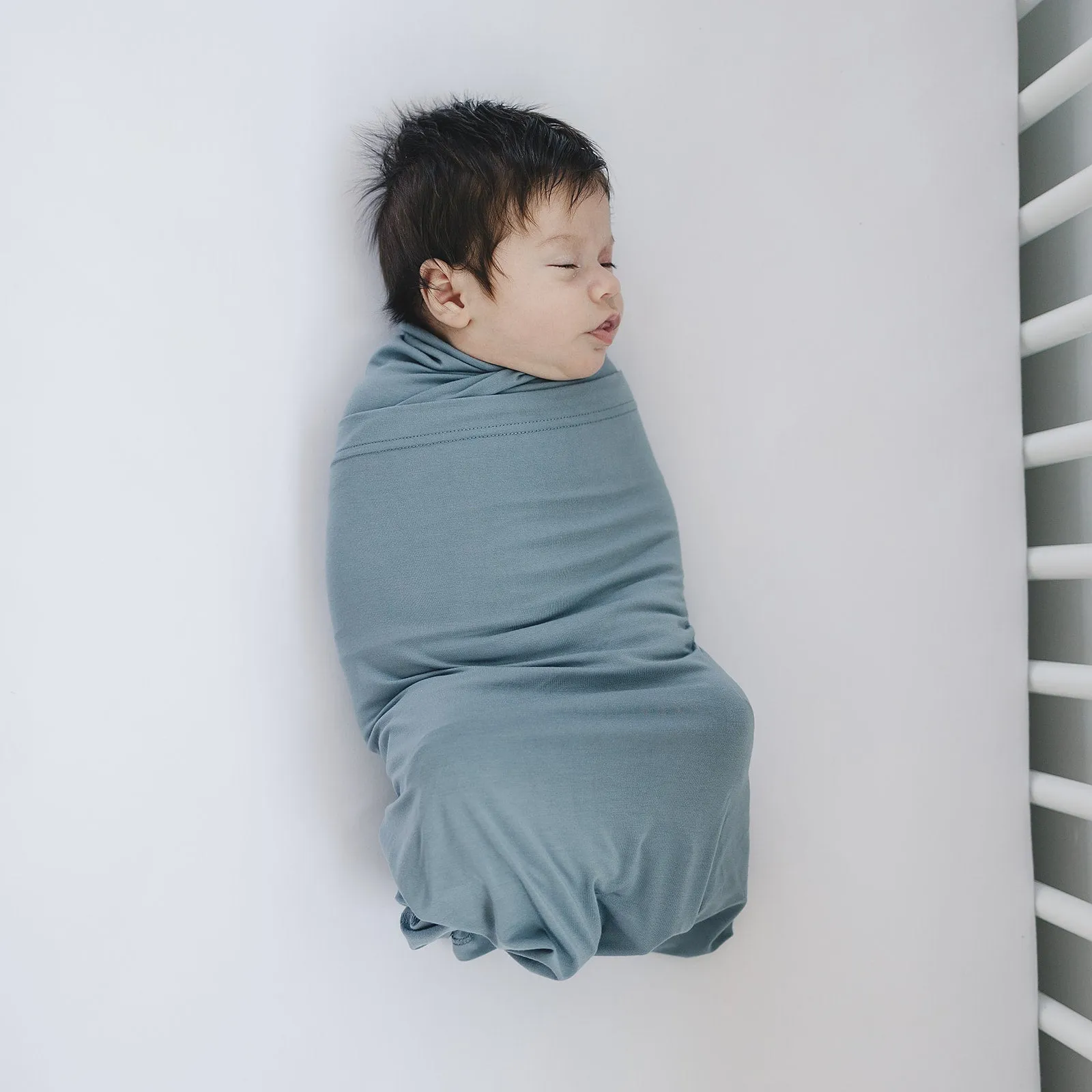 Dusty Blue Bamboo Stretch Swaddle Blanket