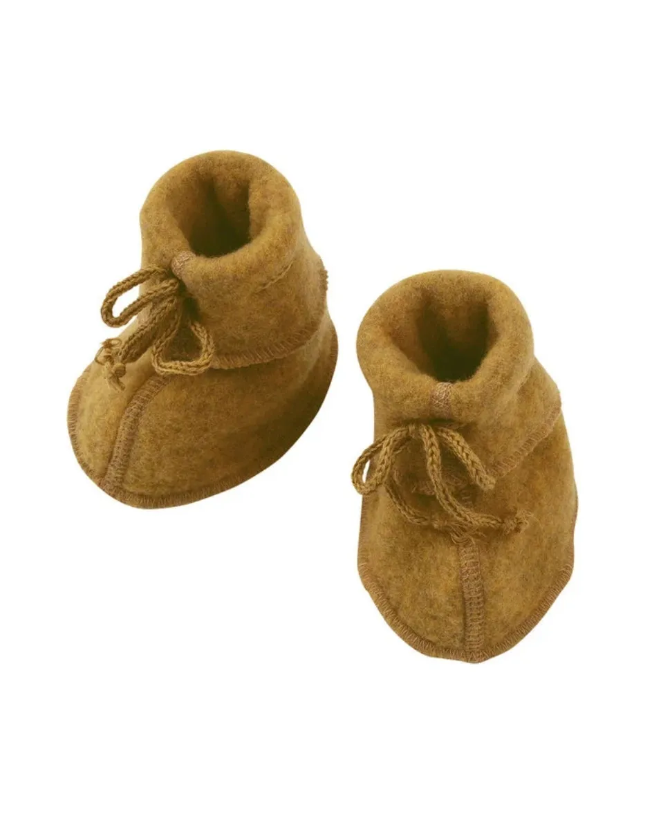 ENGEL - wool fleece baby booties - saffron