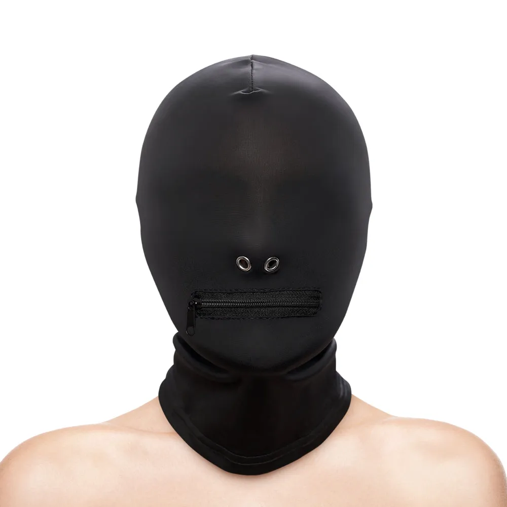 Fetish & Fashion Zippered Mouth Hood Black