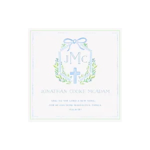 Framed Religious Keepsake Monogram & Verse Print- Blue