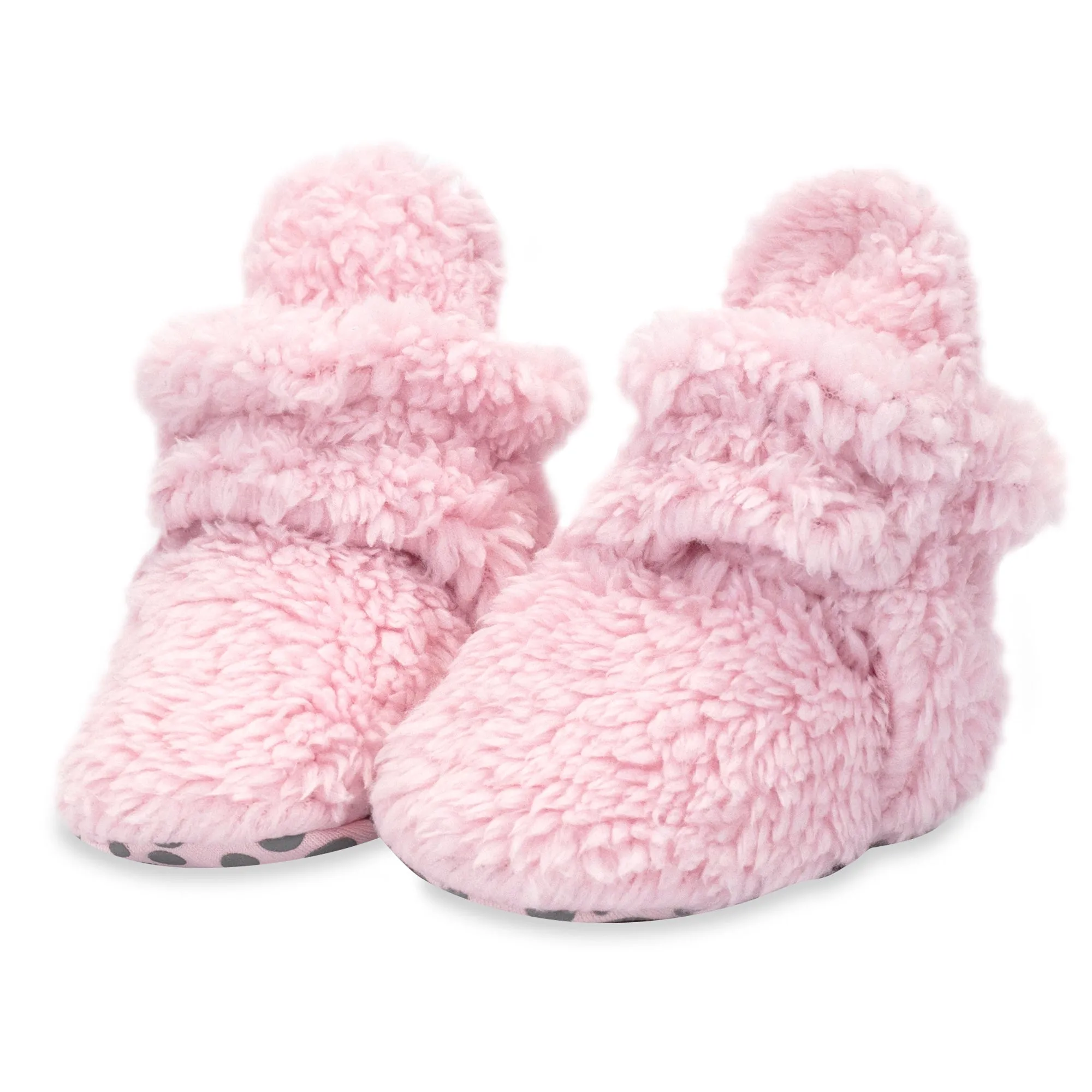 Furry Bootie and Furry Bear Hat Set - Baby Pink