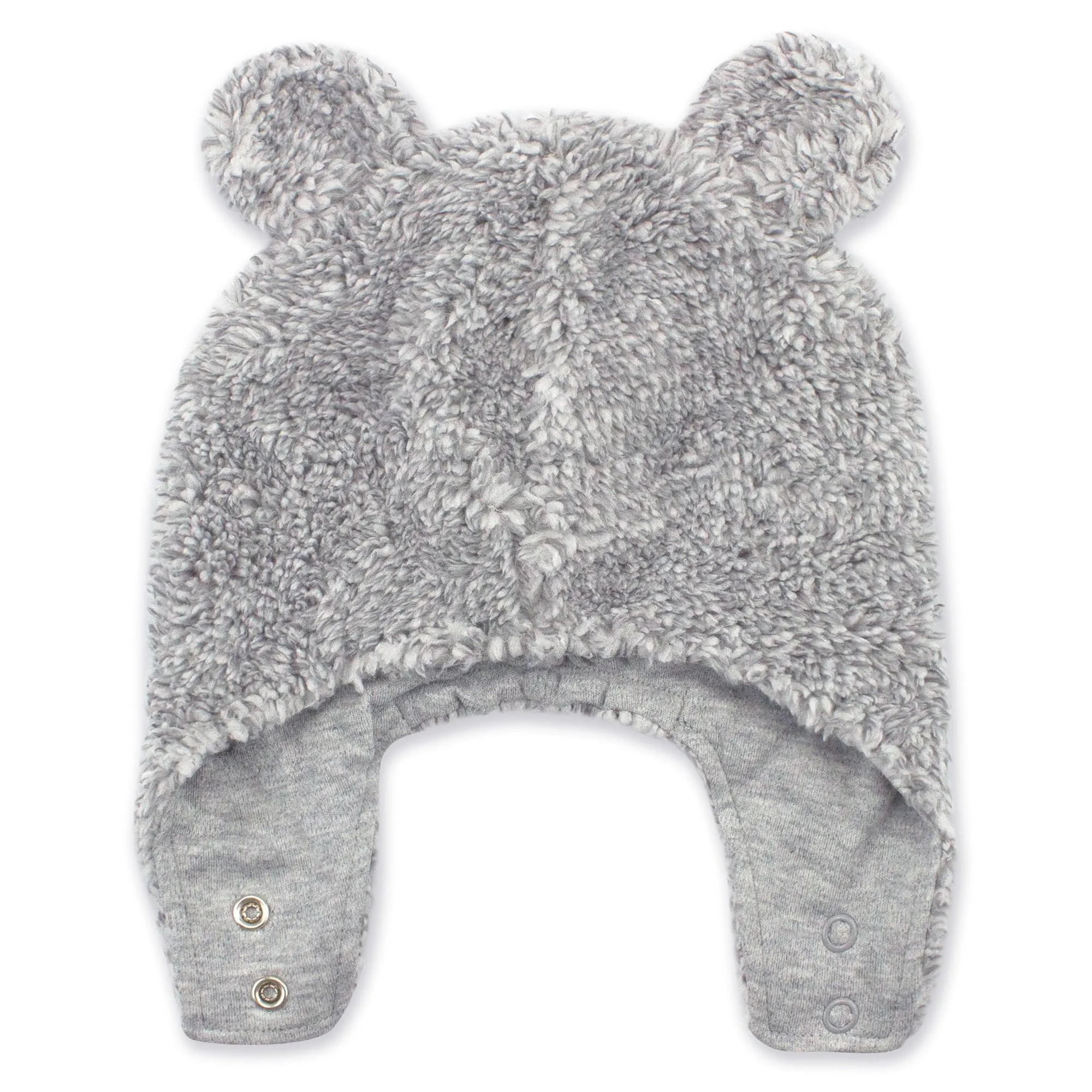 Furry Bootie and Furry Bear Hat Set - Heather Gray