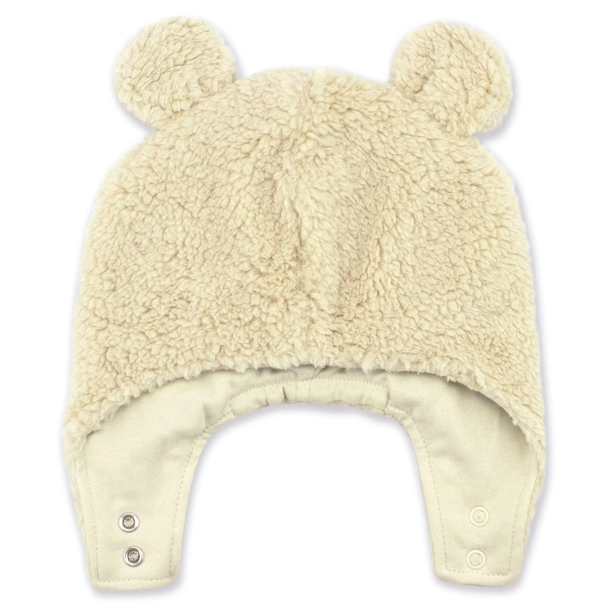 Furry Bootie and Furry Bear Hat Set - Oat