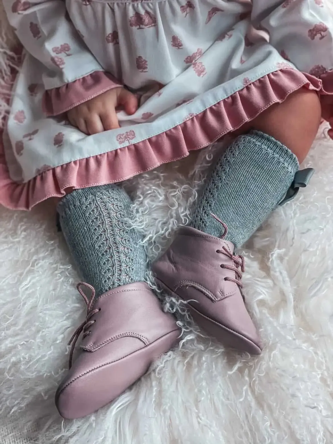 Gabriella- Pink Leather Baby Booties