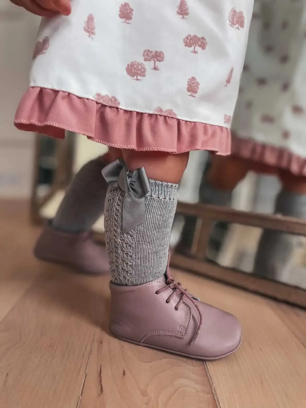 Gabriella- Pink Leather Baby Booties