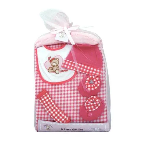 Gingham Blanket Gift Set (6pc) - Pink