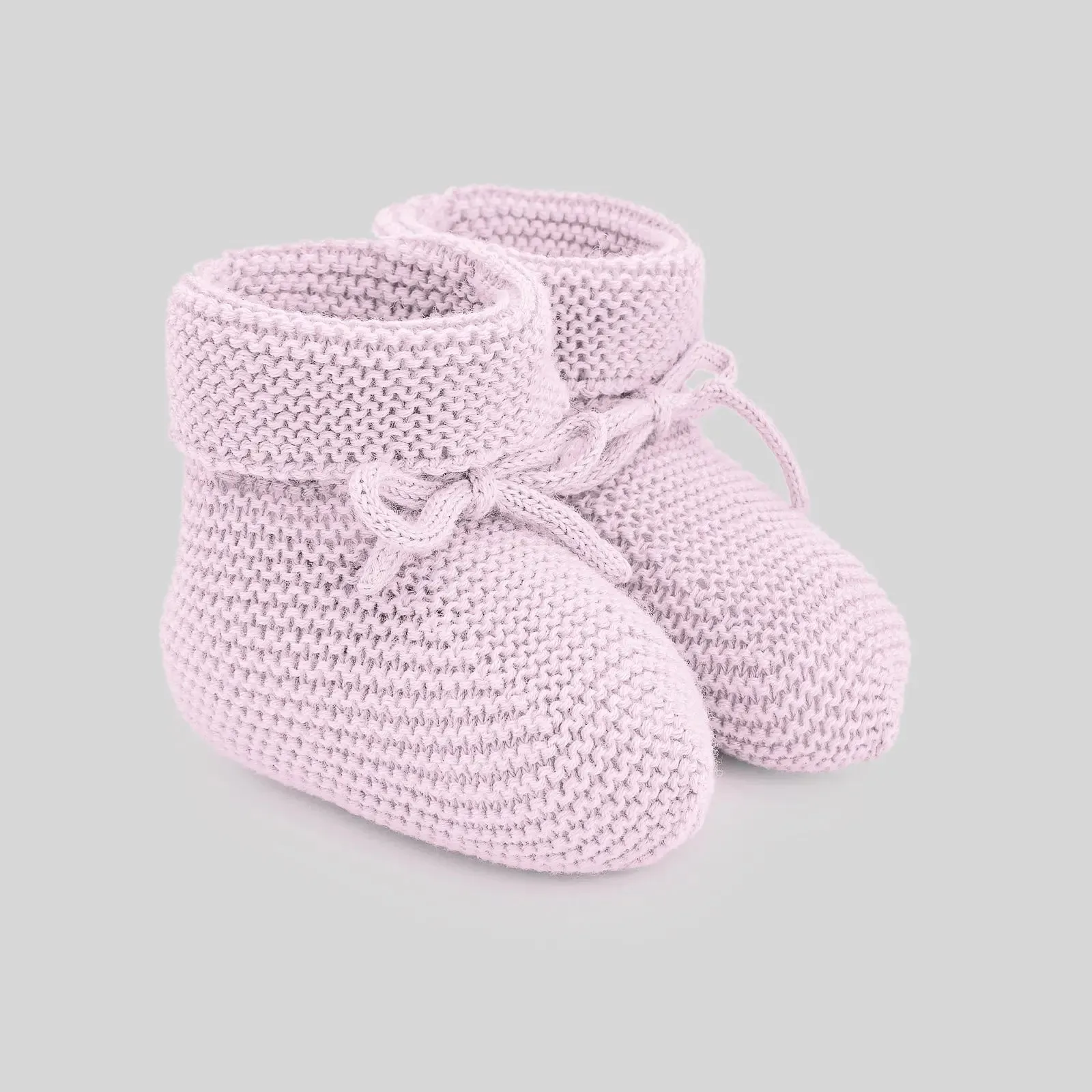 Girl's Knitted Booties in Chalk Pink