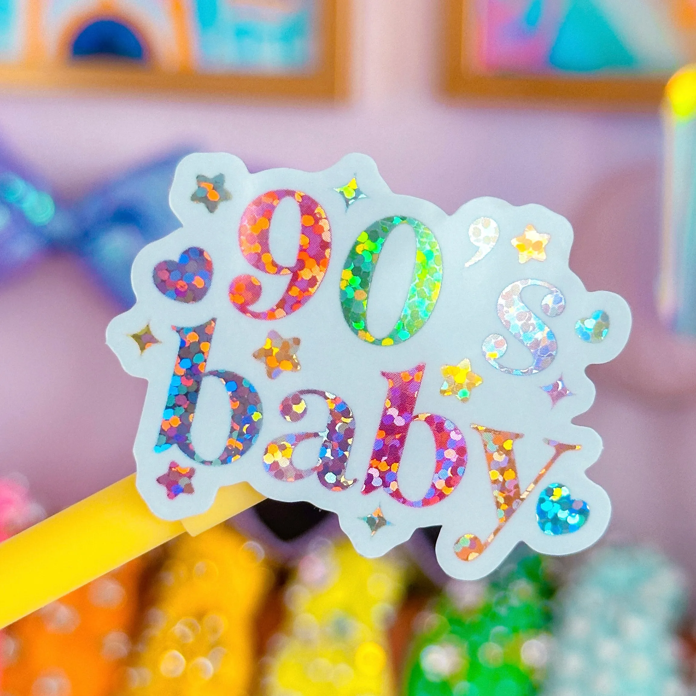 Glitter Waterproof Sticker - 80's   90's Baby