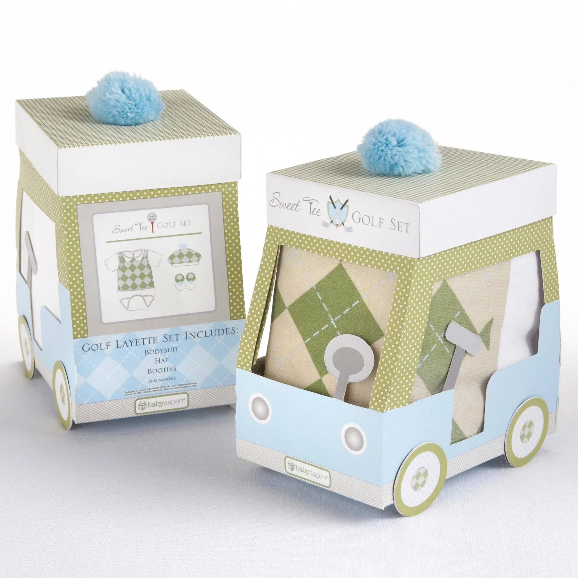 Golf Layette Set in Golf Cart Packaging