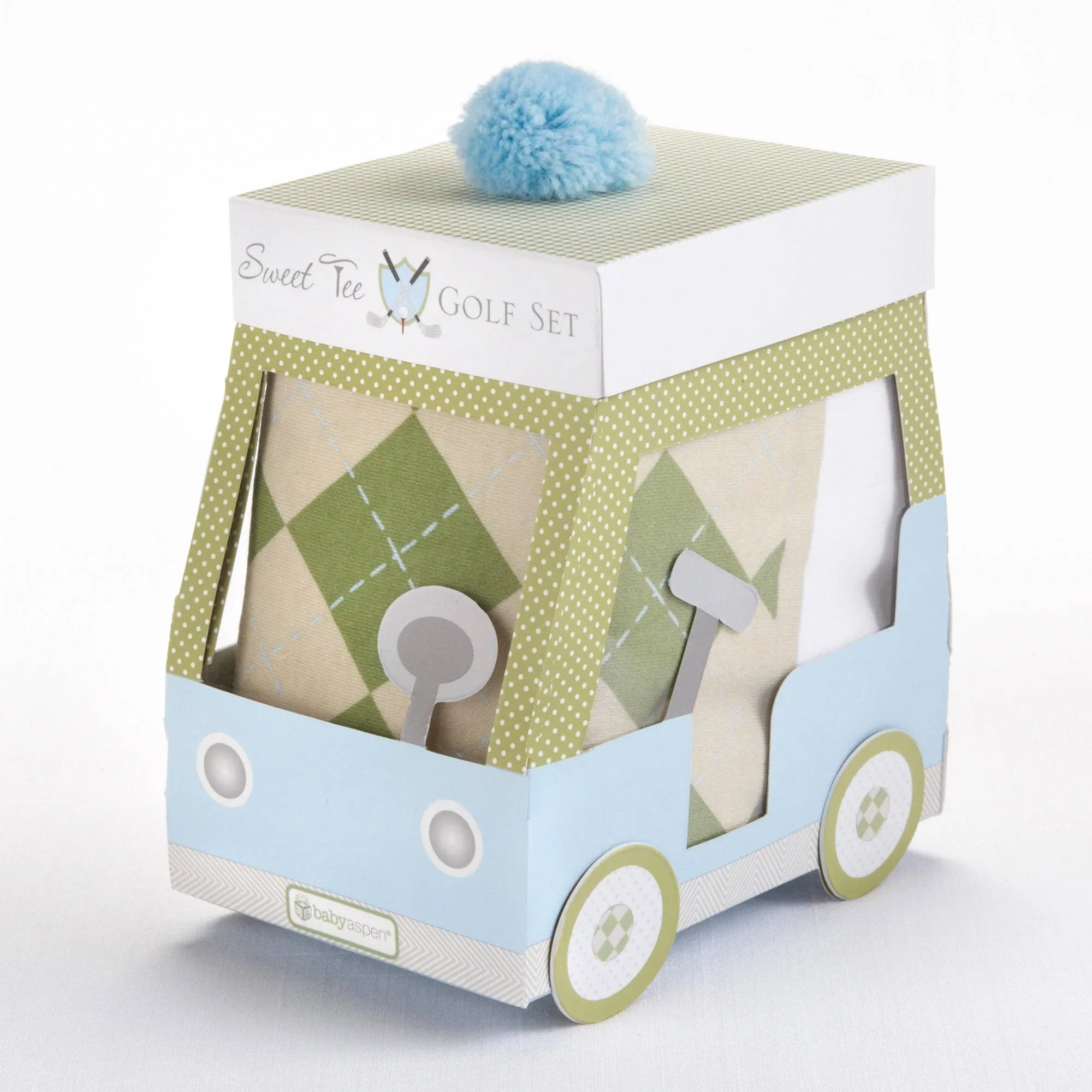 Golf Layette Set in Golf Cart Packaging