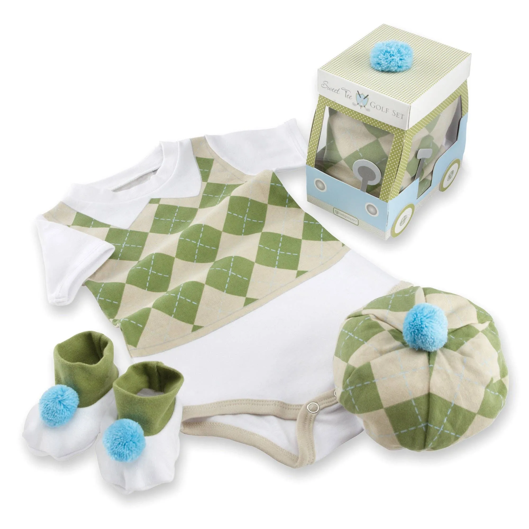 Golf Layette Set in Golf Cart Packaging