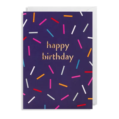 Happy Birthday Navy Confetti Card