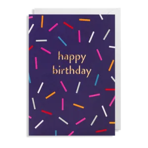 Happy Birthday Navy Confetti Card