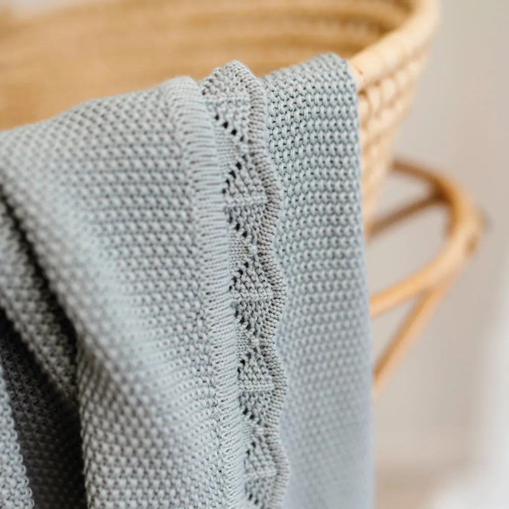 Heirloom Blanket | Scalloped Edge - Duck Egg