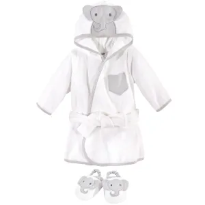 Hudson Baby Cotton Animal Face Bathrobe, Modern Elephant