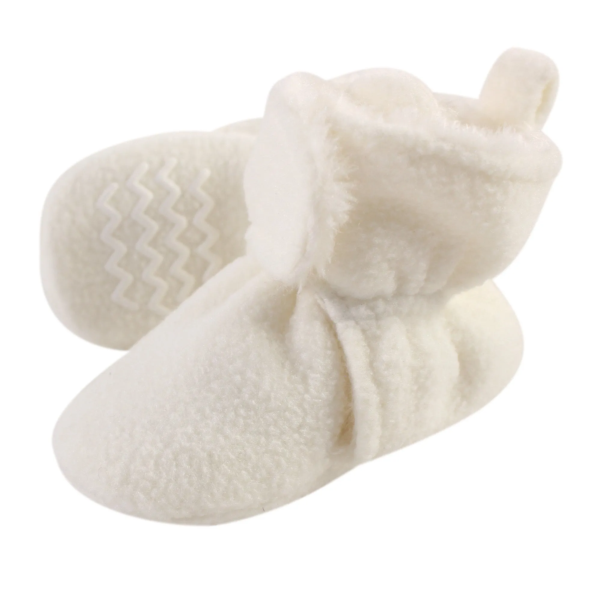 Hudson Baby Cozy Fleece and Sherpa Booties, Cream