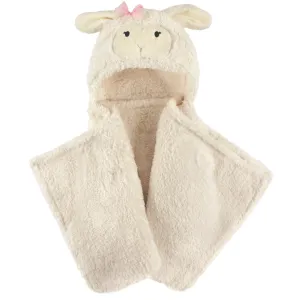 Hudson Baby Hooded Animal Face Plush Blanket, Girl Lamb