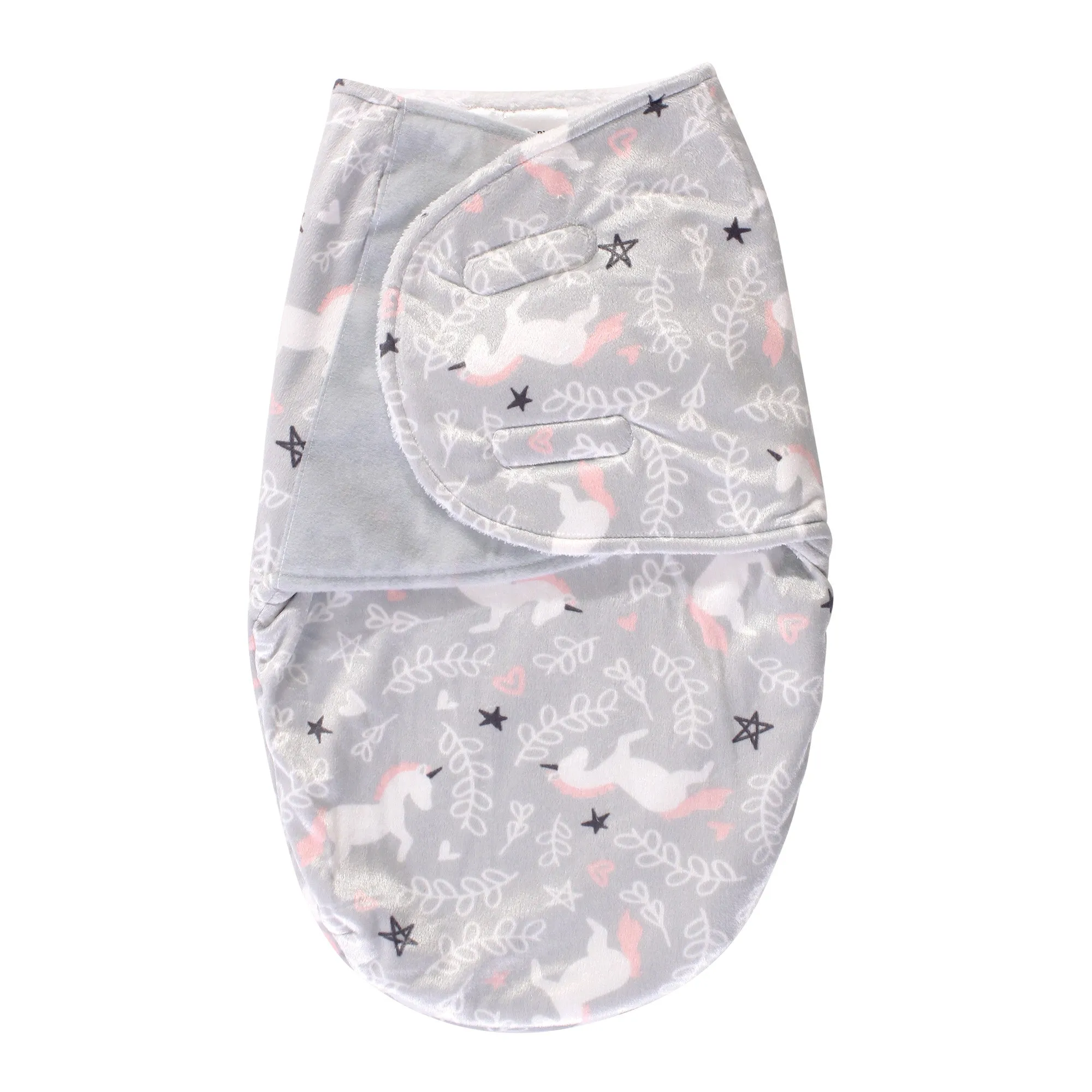 Hudson Baby Plush Swaddle Wrap, Gray Unicorn