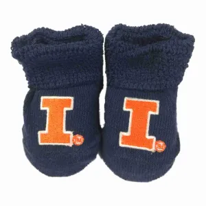 Illinois Fighting Illini Two Feet Ahead Infant Baby Newborn Navy Socks Booties