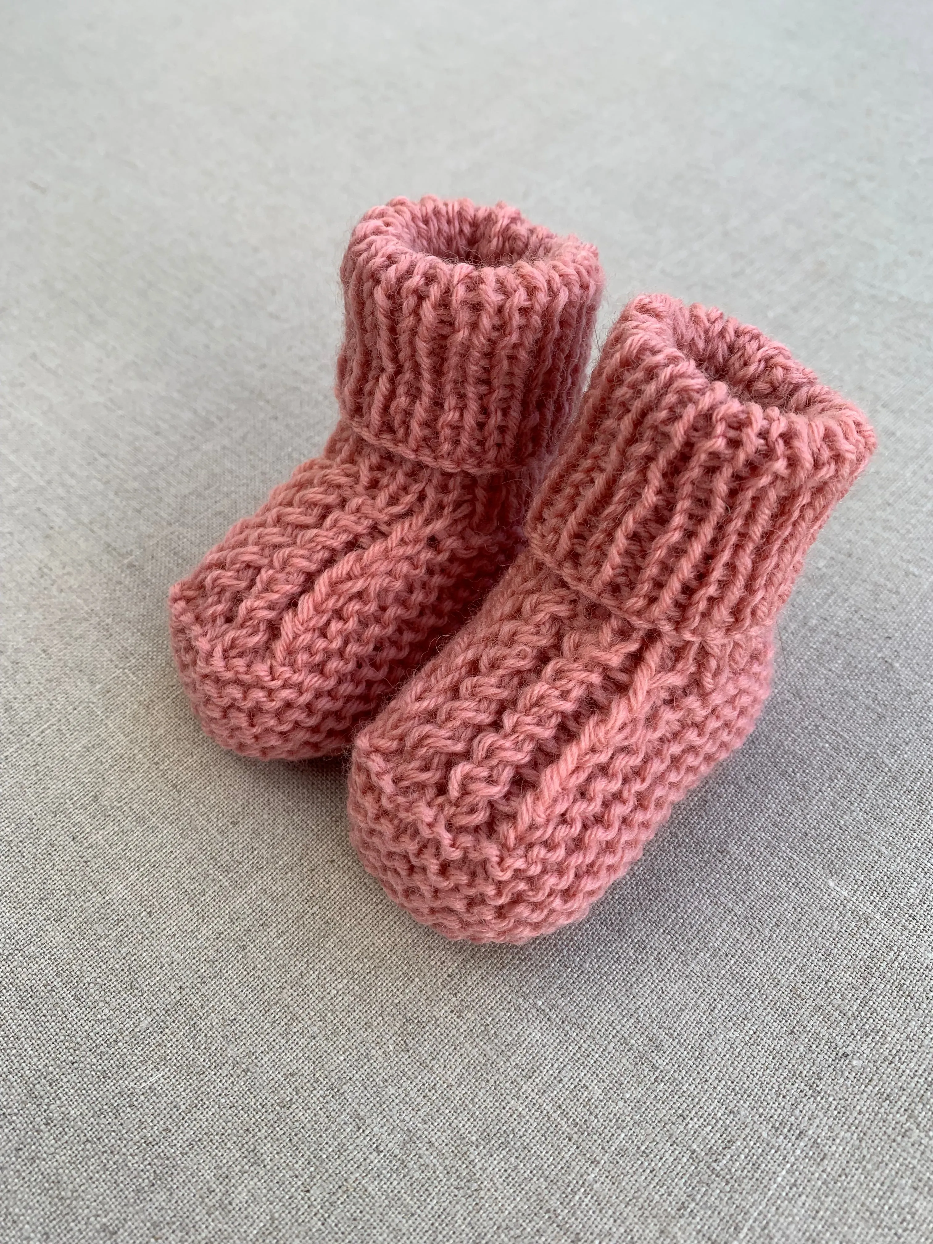 Knitted by Nana Cuffed Booties Rose Petal