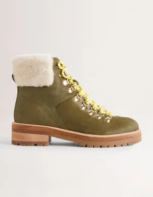 Lace-up Hiking Boots-Basil Green