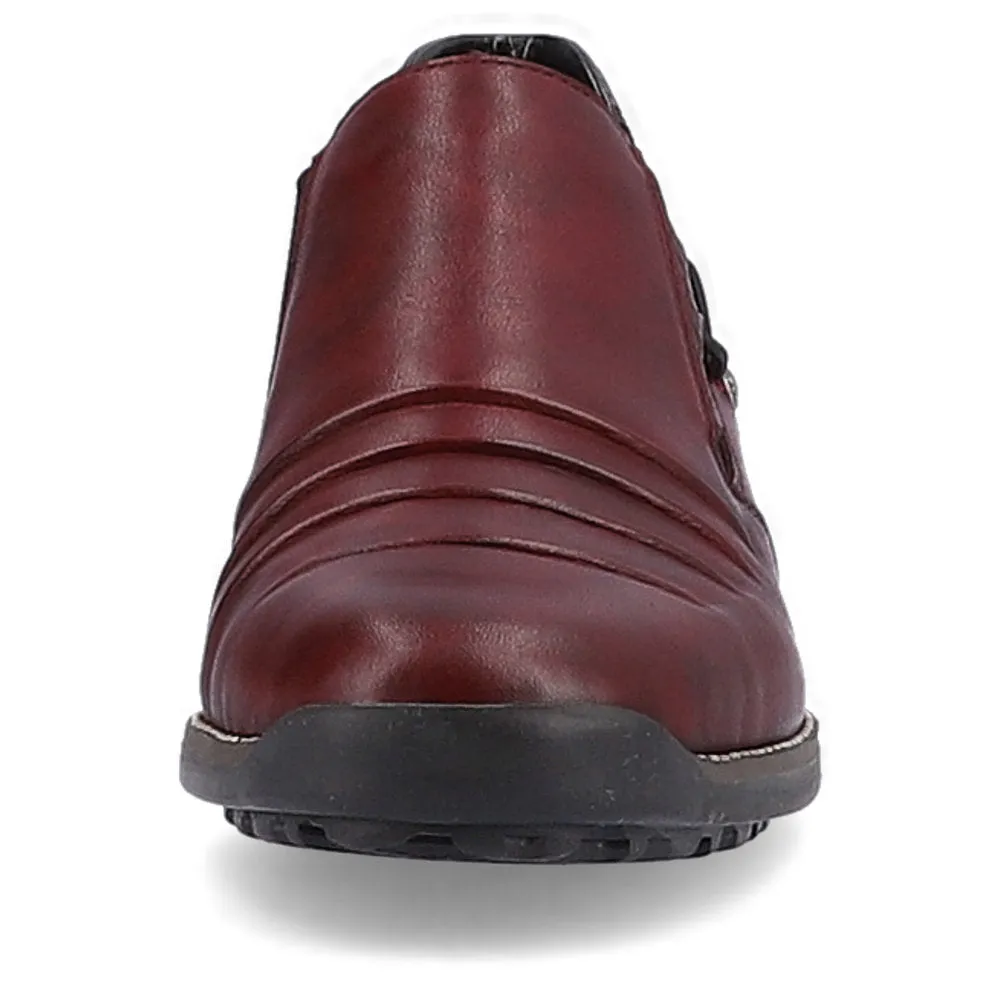 Ladies Rieker Burgundy Leather Shoes 44254-35 Water Repellent sale