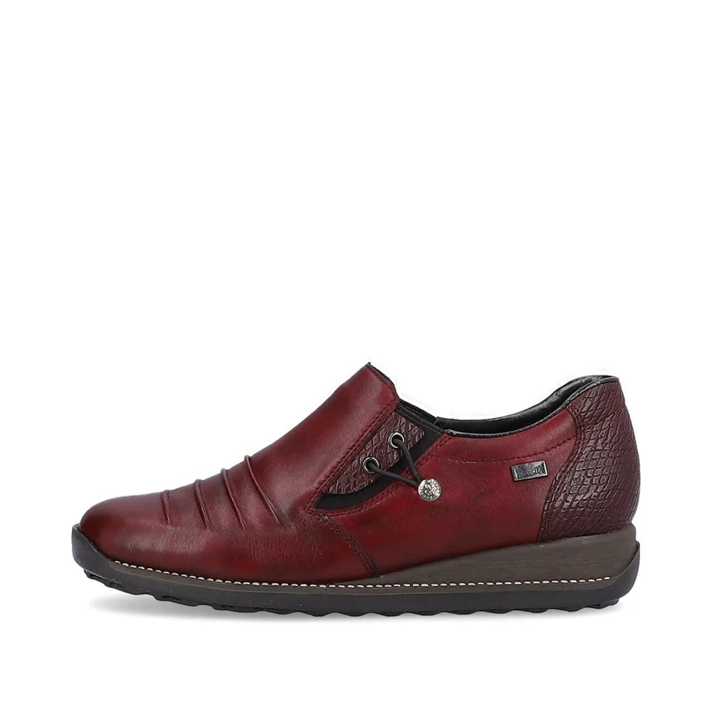 Ladies Rieker Burgundy Leather Shoes 44254-35 Water Repellent sale