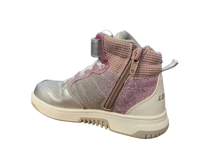 Lotto scarpa da ginnastica alta da ragazza Rocket AMF III Mid Glitter CL S 218170 9DX metal silver-white-pale mauve