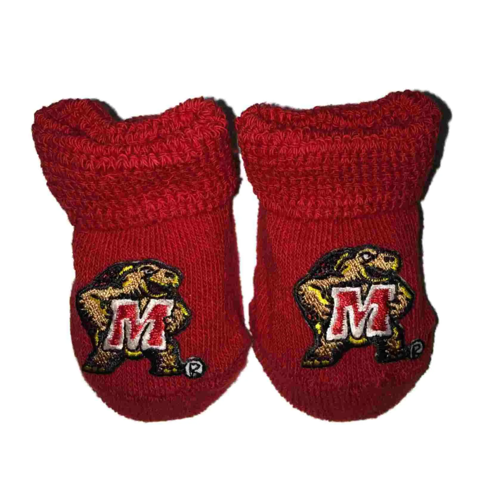 Maryland Terrapins Two Feet Ahead Infant Baby Newborn Red Socks Booties