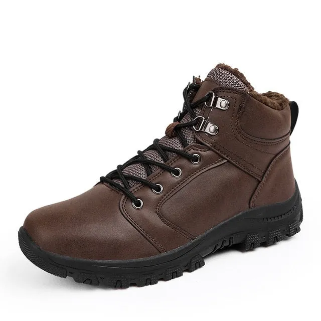 Men High Top Lace Up Hiking Boots With Fur