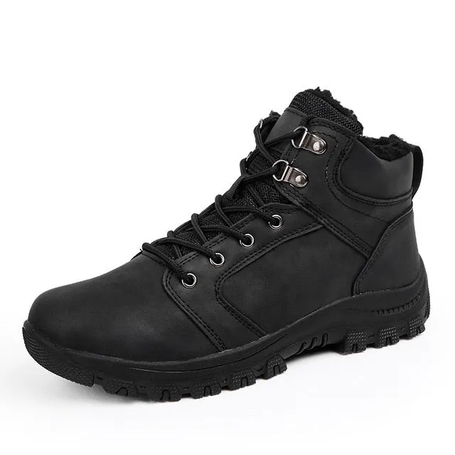 Men High Top Lace Up Hiking Boots With Fur