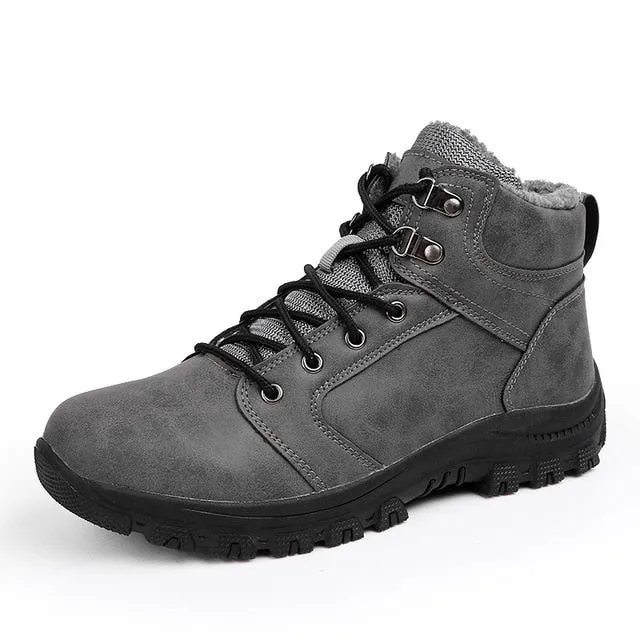 Men High Top Lace Up Hiking Boots With Fur