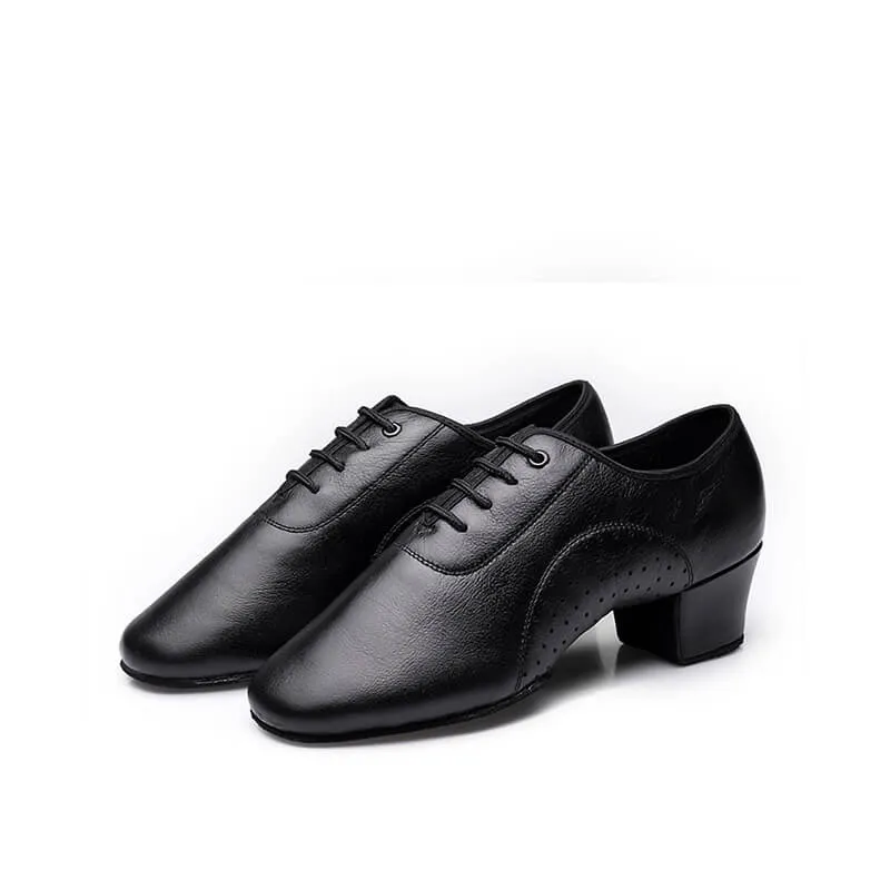 Men's Black Leather Split Sole Cuban Heel Dance Shoes