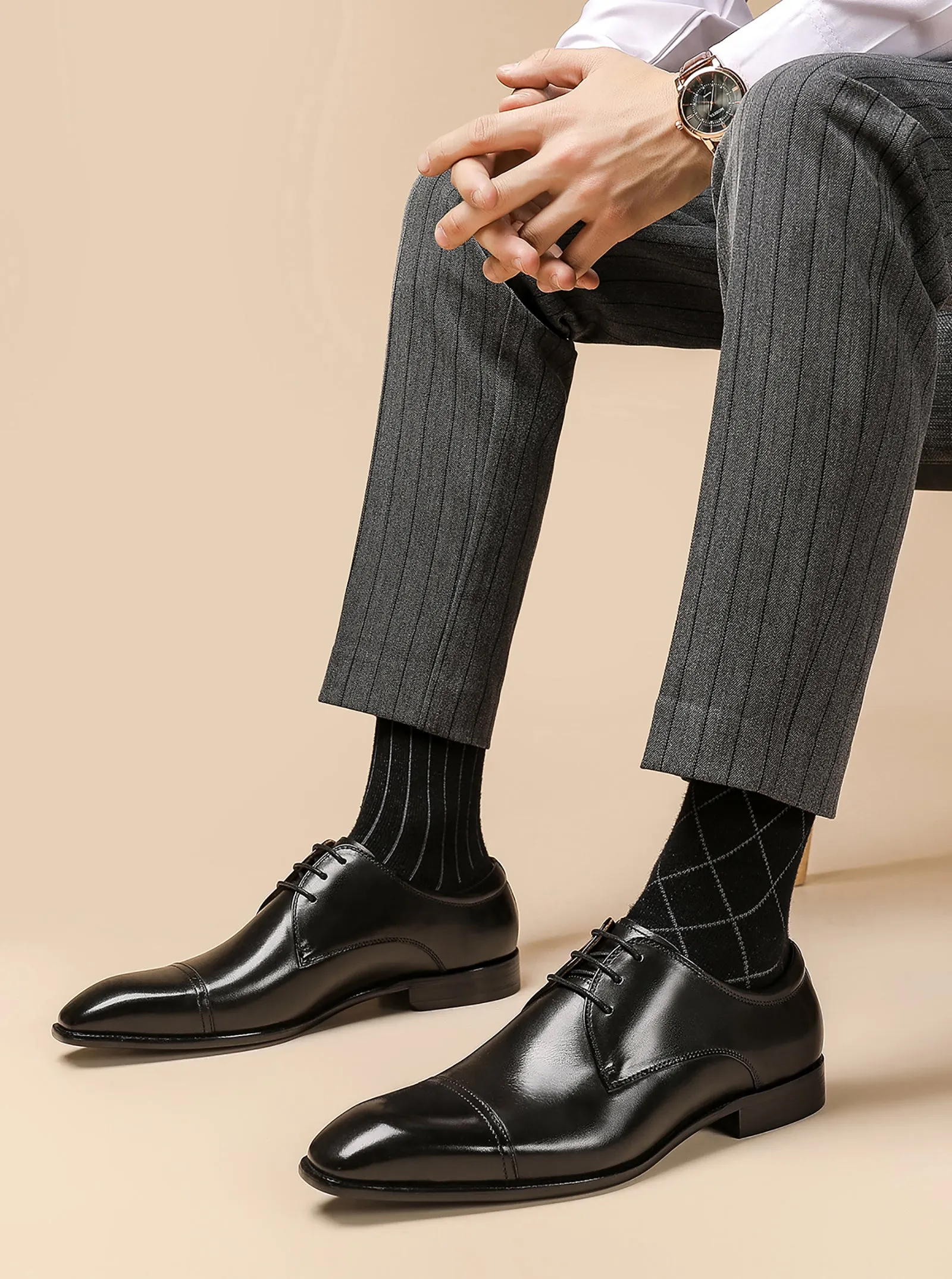 Men's Leather Plain Toe Derby