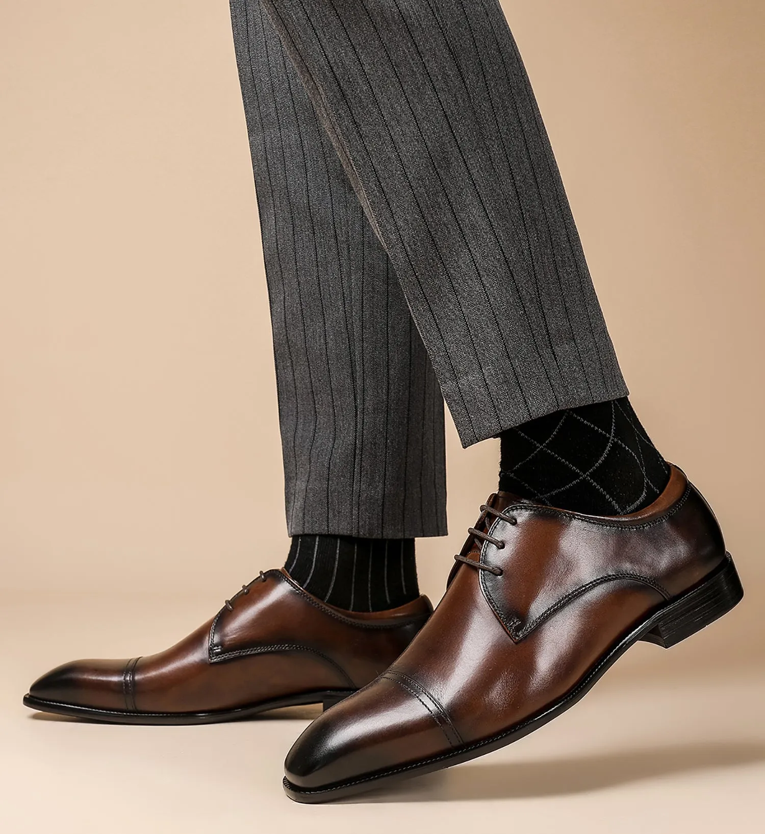 Men's Leather Plain Toe Derby