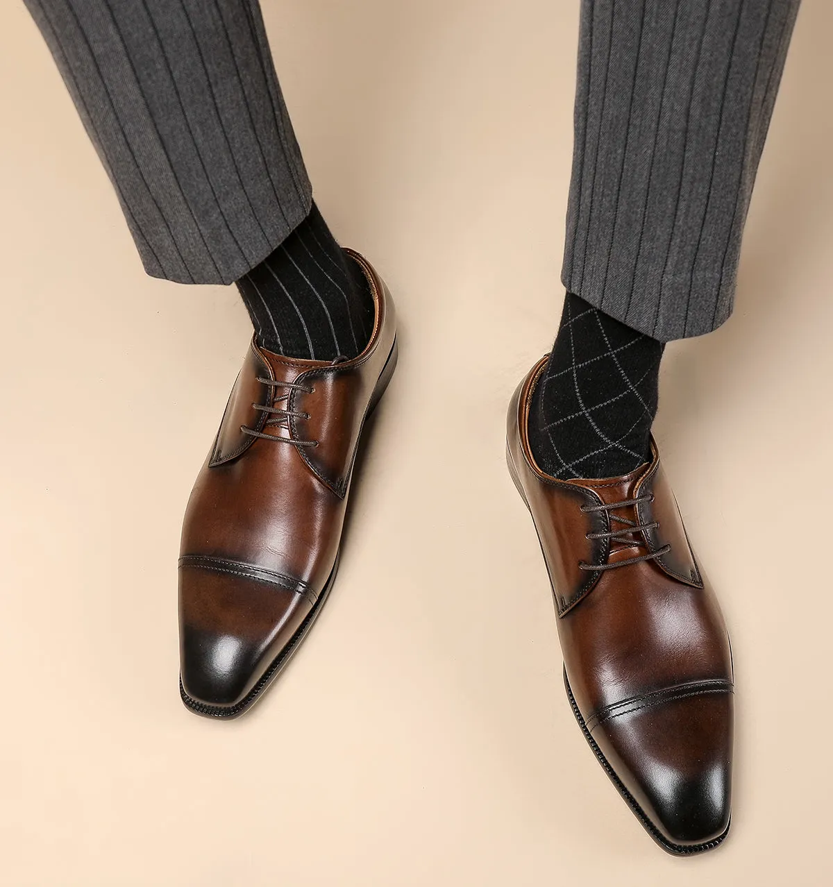 Men's Leather Plain Toe Derby