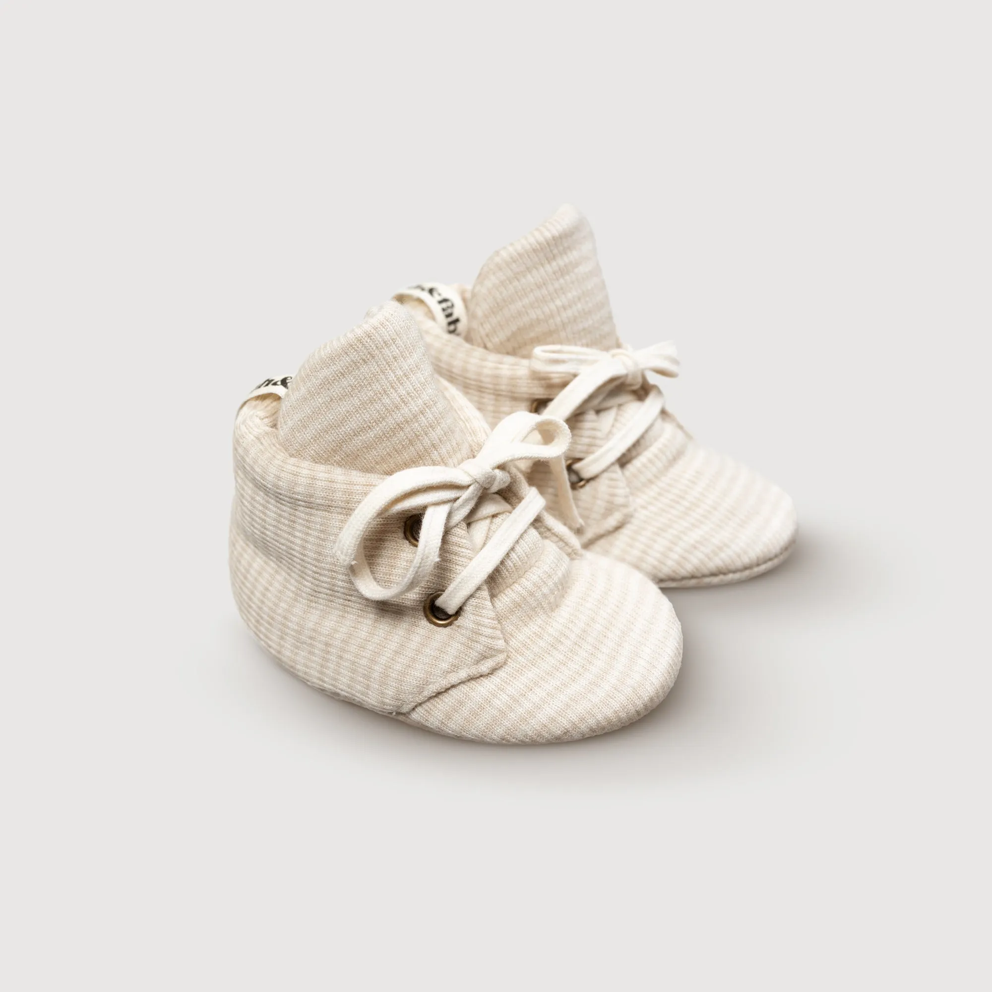 Merinowool Rib Baby Booties | Oat Stripe