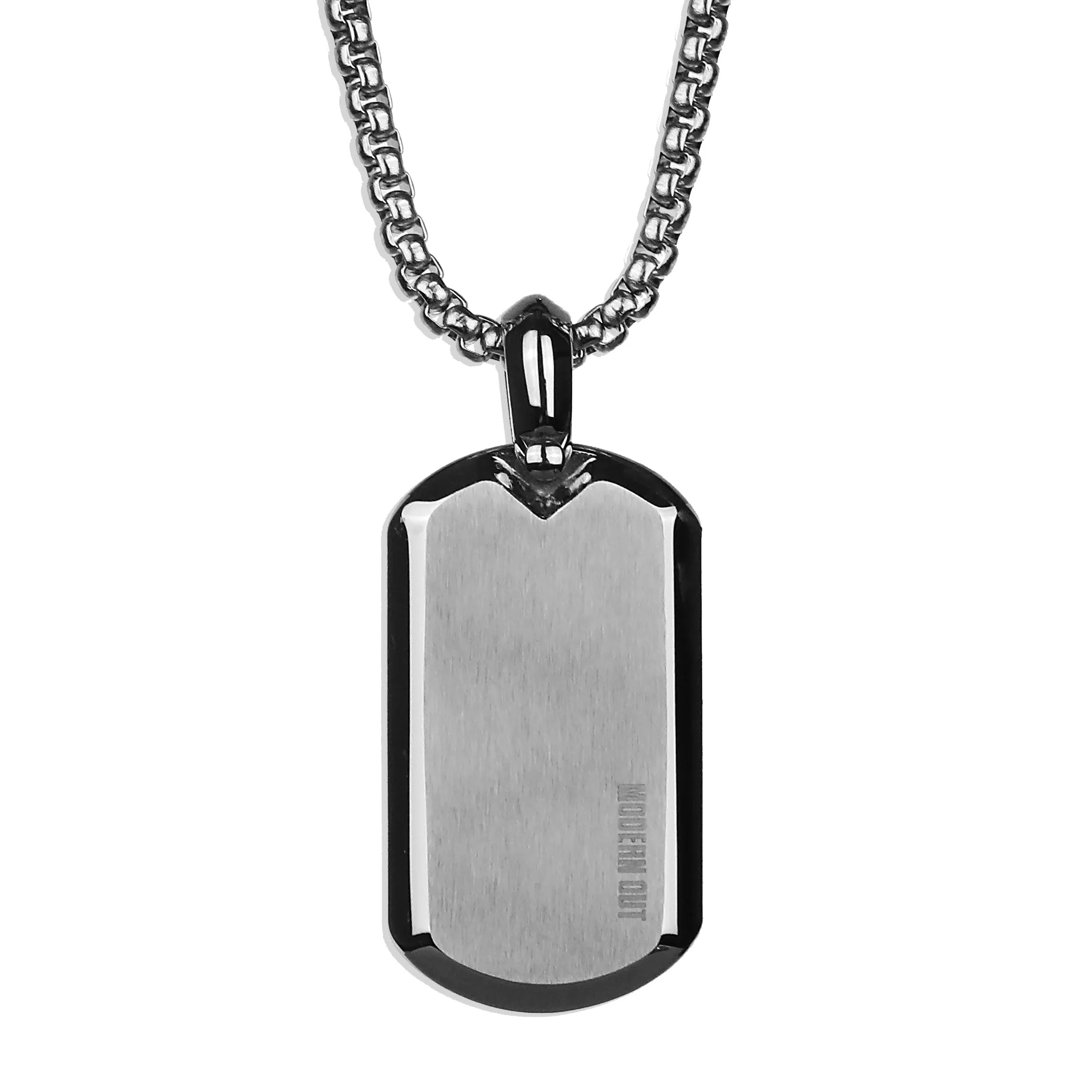 Modern Tag Necklace - Silver