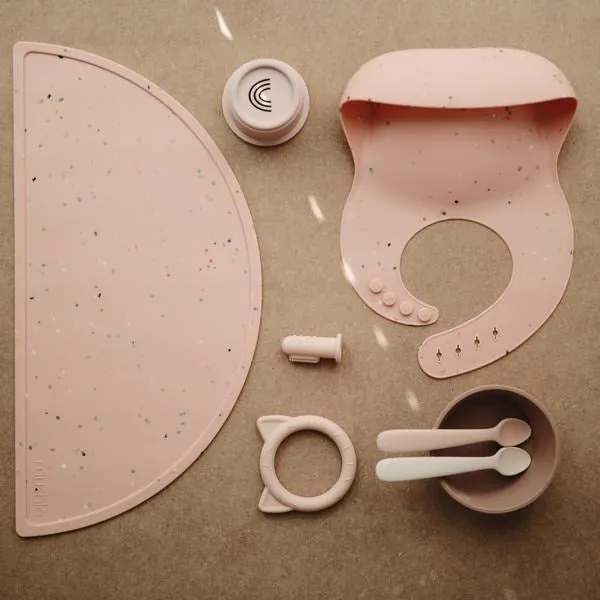 Mushie Bib Powder- Pink Confetti