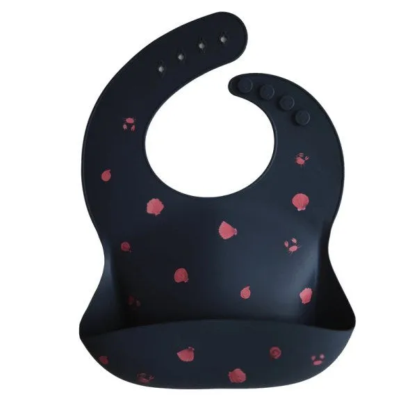 Mushie Silicone Baby Bib - Sea Shells/Smoke