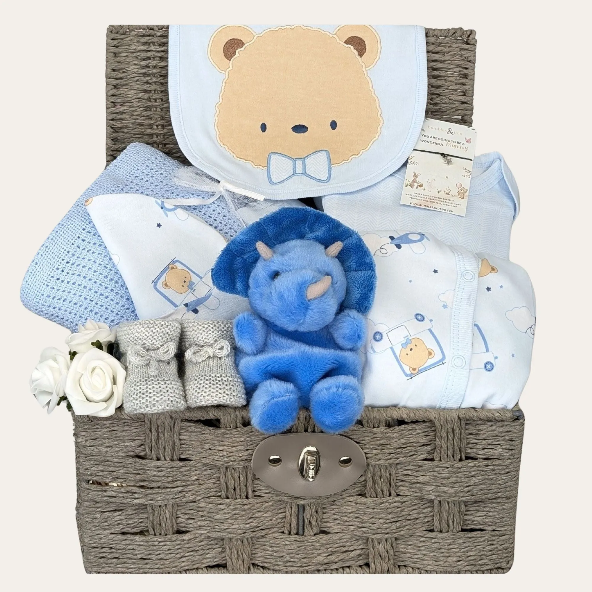 New Baby Boy Hamper Basket Eco Friendly Palm Dinosaur