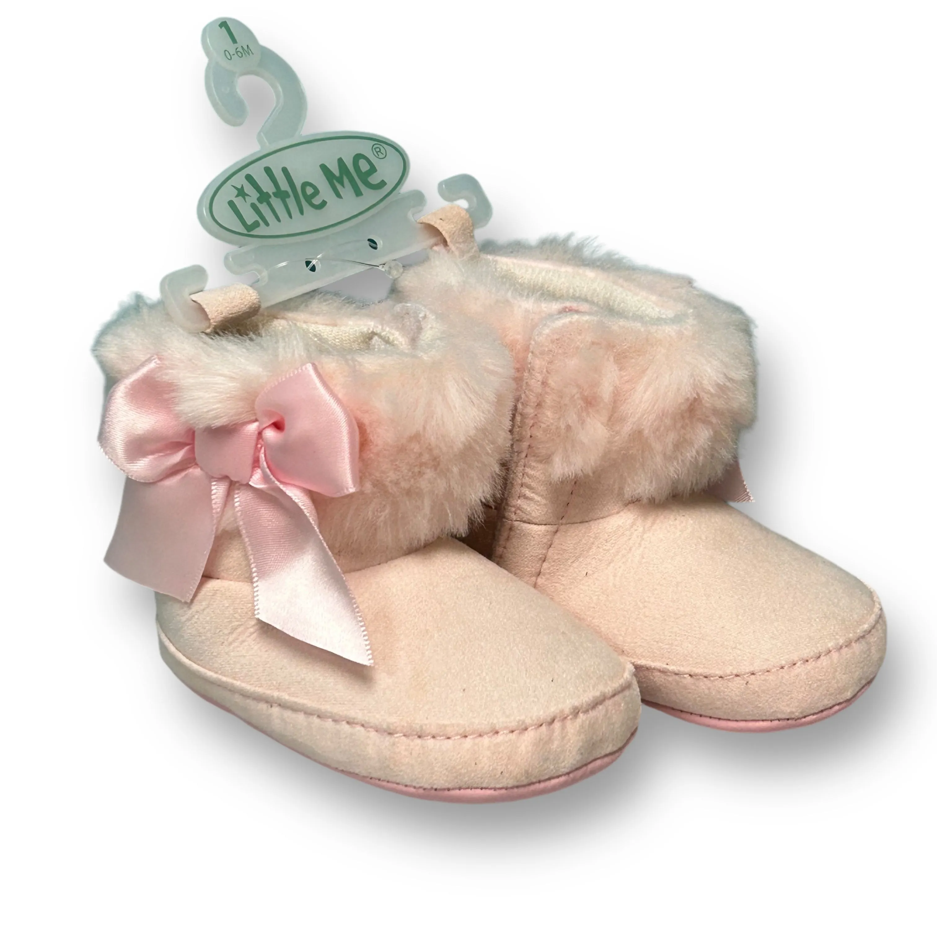 NEW! Little Me Baby Girl Size 1 Light Pink Faux Fur Booties