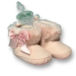 NEW! Little Me Baby Girl Size 1 Light Pink Faux Fur Booties