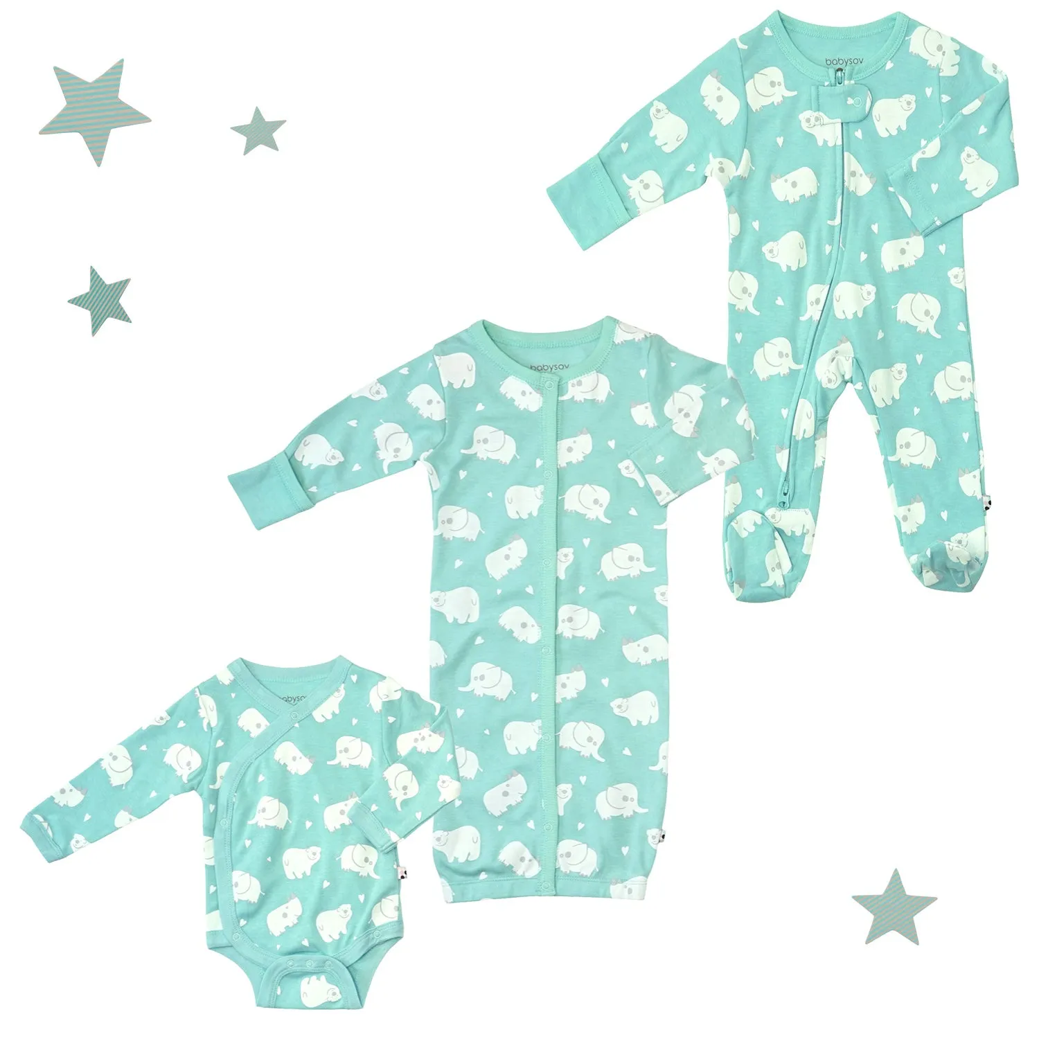 Newborn Baby Gown/Footie/Onesie 3-PC Essential Set