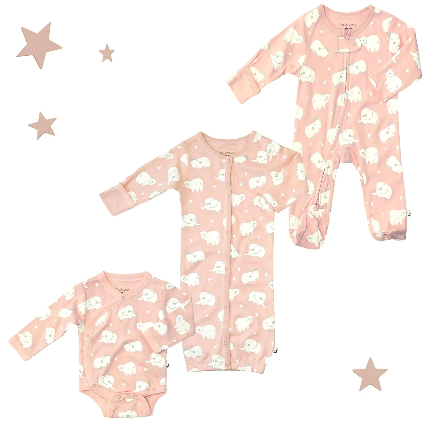 Newborn Baby Gown/Footie/Onesie 3-PC Essential Set